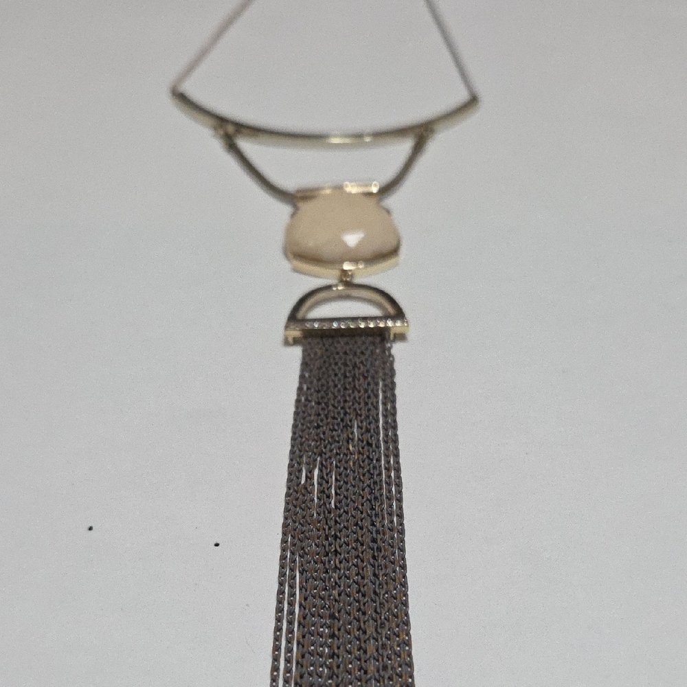 White House Black Market Gold and Cream Pendant Necklace